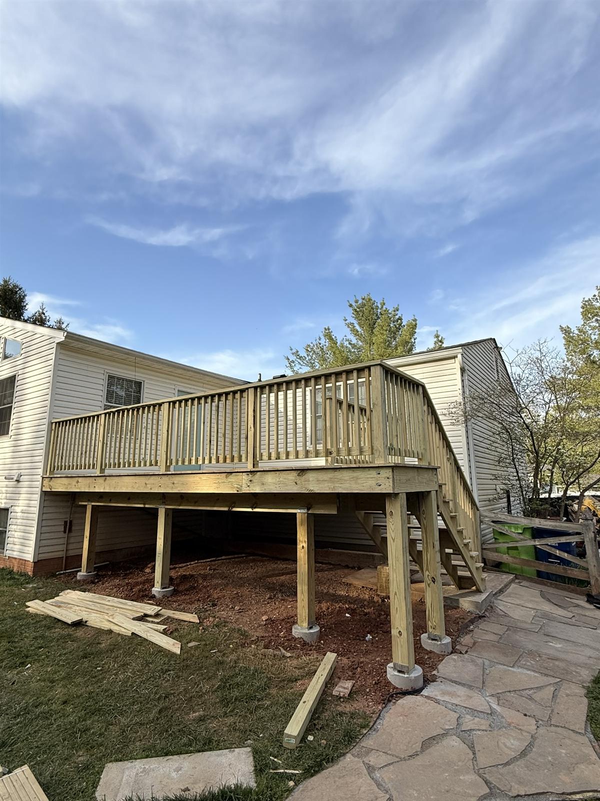 Finished wood deck detail